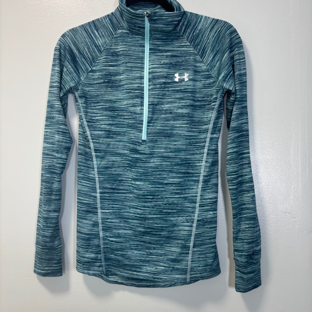 Under Armour Womens Tech Twist Half Zip Pullover Teal Space Dye Activewear